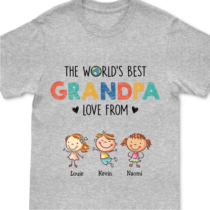 Grandpa - The World's Best Grandpa Love From - Personalized Unisex T - Shirt (LH) - Makezbright Gifts