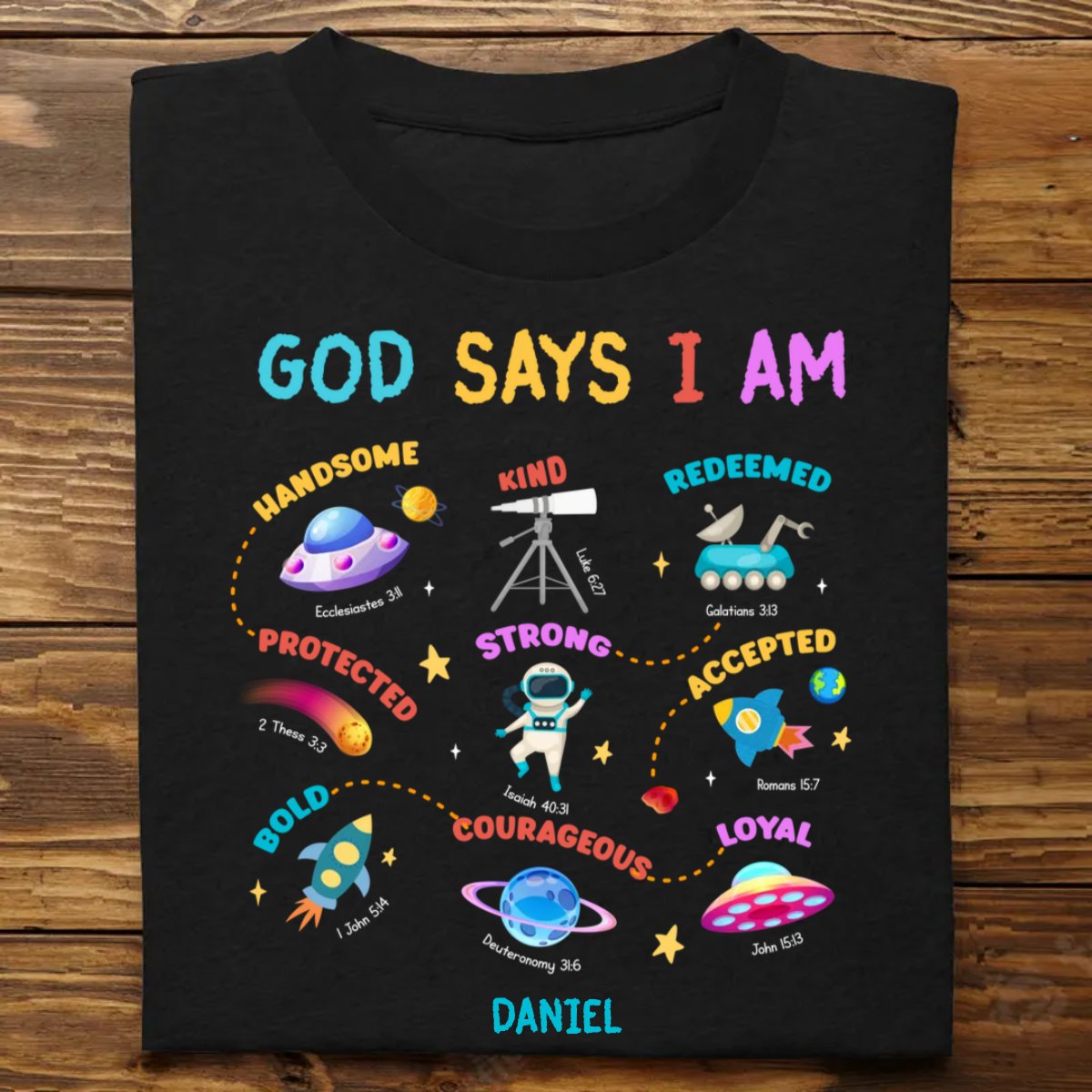 Grandson - God Says I Am Space Theme - Personalized Unisex T - Shirt - Makezbright Gifts