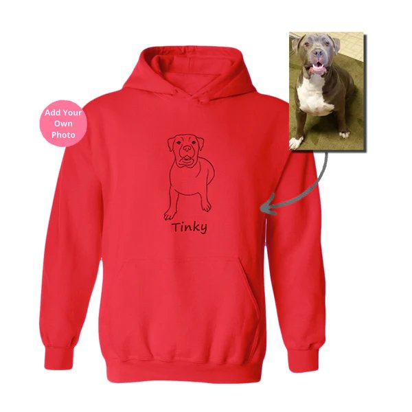 HANDCRAFTED - PERSONALIZED PHOTO LINE DRAWING HOODIE ♥ CREWNECK - Makezbright Gifts