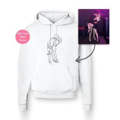 HANDCRAFTED - PERSONALIZED PHOTO LINE DRAWING HOODIE ♥ CREWNECK - Makezbright Gifts