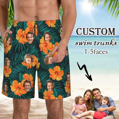 Hawaii - Face Photos Beach Board Short For Men - Personalized Short - Makezbright Gifts