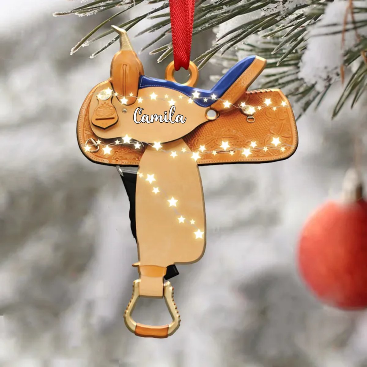 Horse Lovers - Horse Saddle For Riding Horse - Personalized Christmas Ornament - Makezbright Gifts