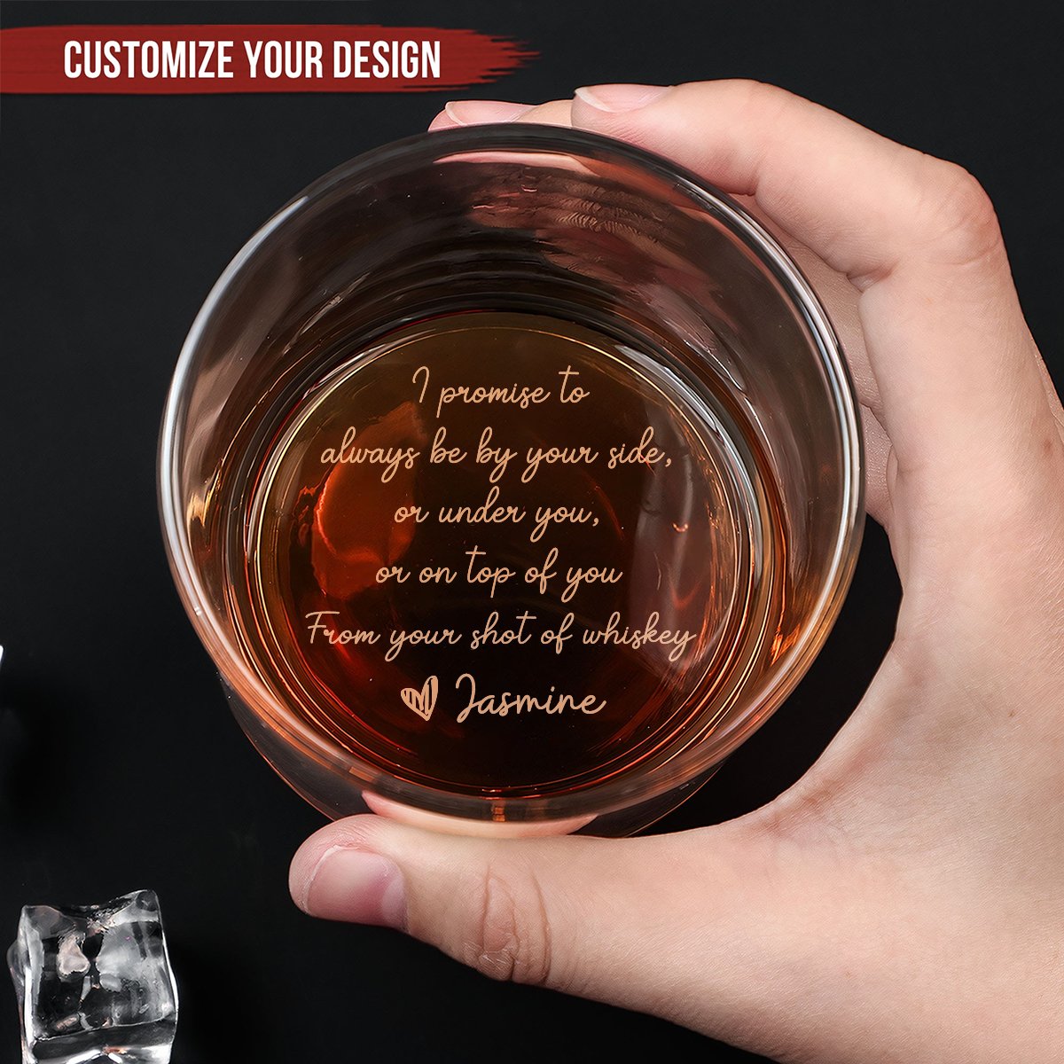 I Promise To Always Be By Your Side - Personalized Engraved Whiskey Glass (TB) - Makezbright Gifts