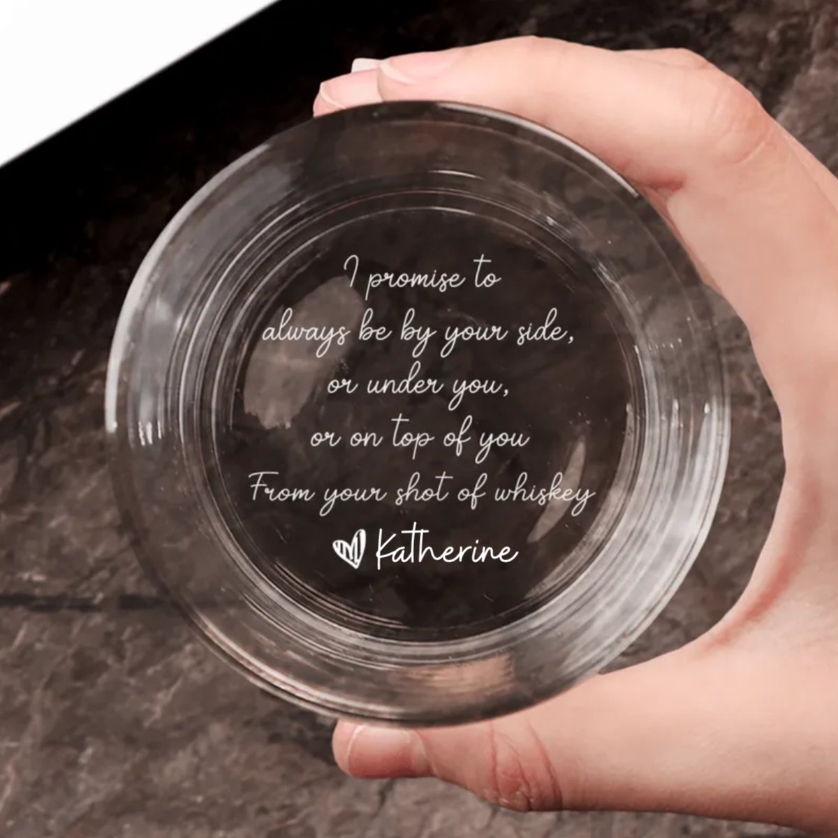 I Promise To Always Be By Your Side - Personalized Engraved Whiskey Glass (TB) - Makezbright Gifts