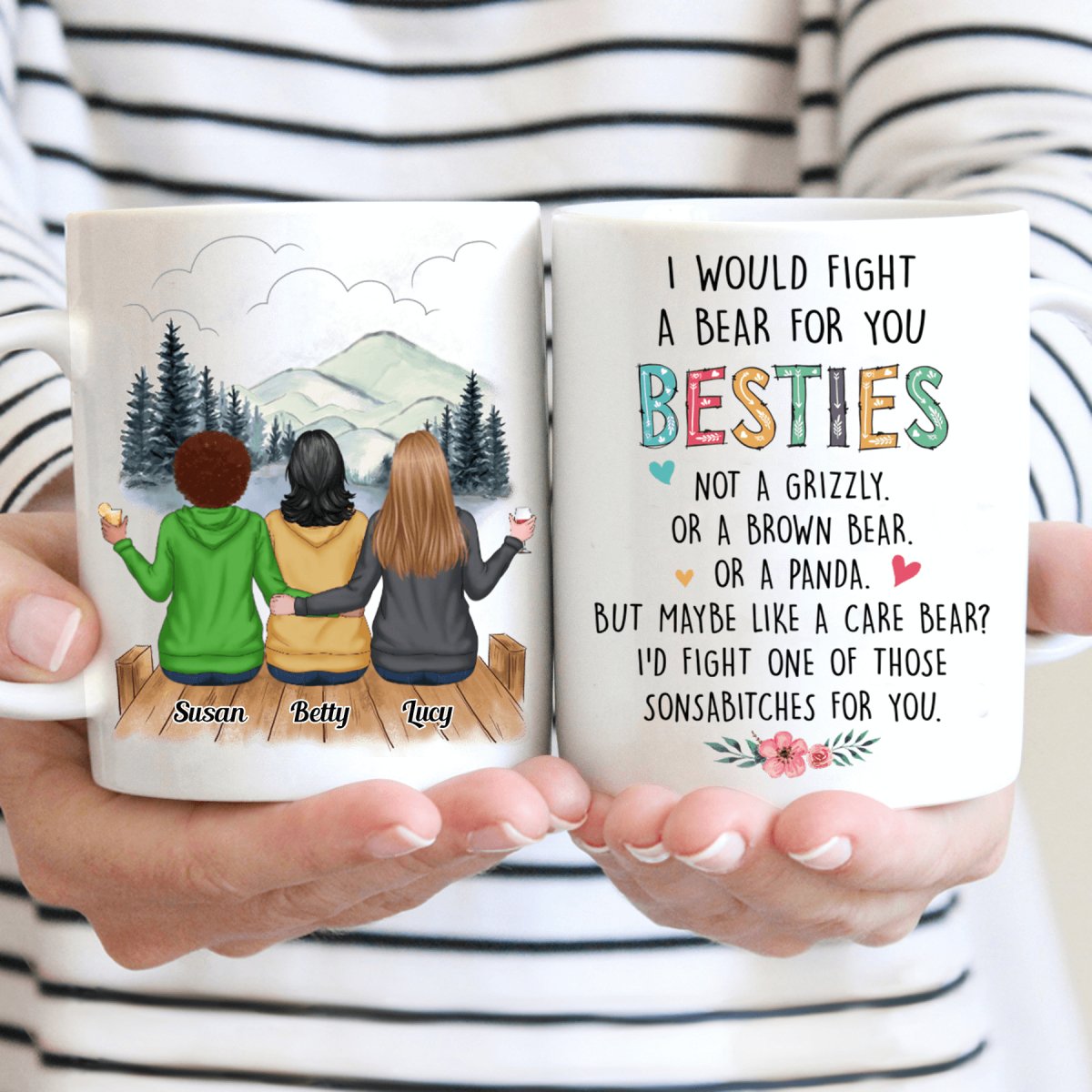 I Would Fight A Bear For You Besties V2 - Personalized Mug - Makezbright Gifts