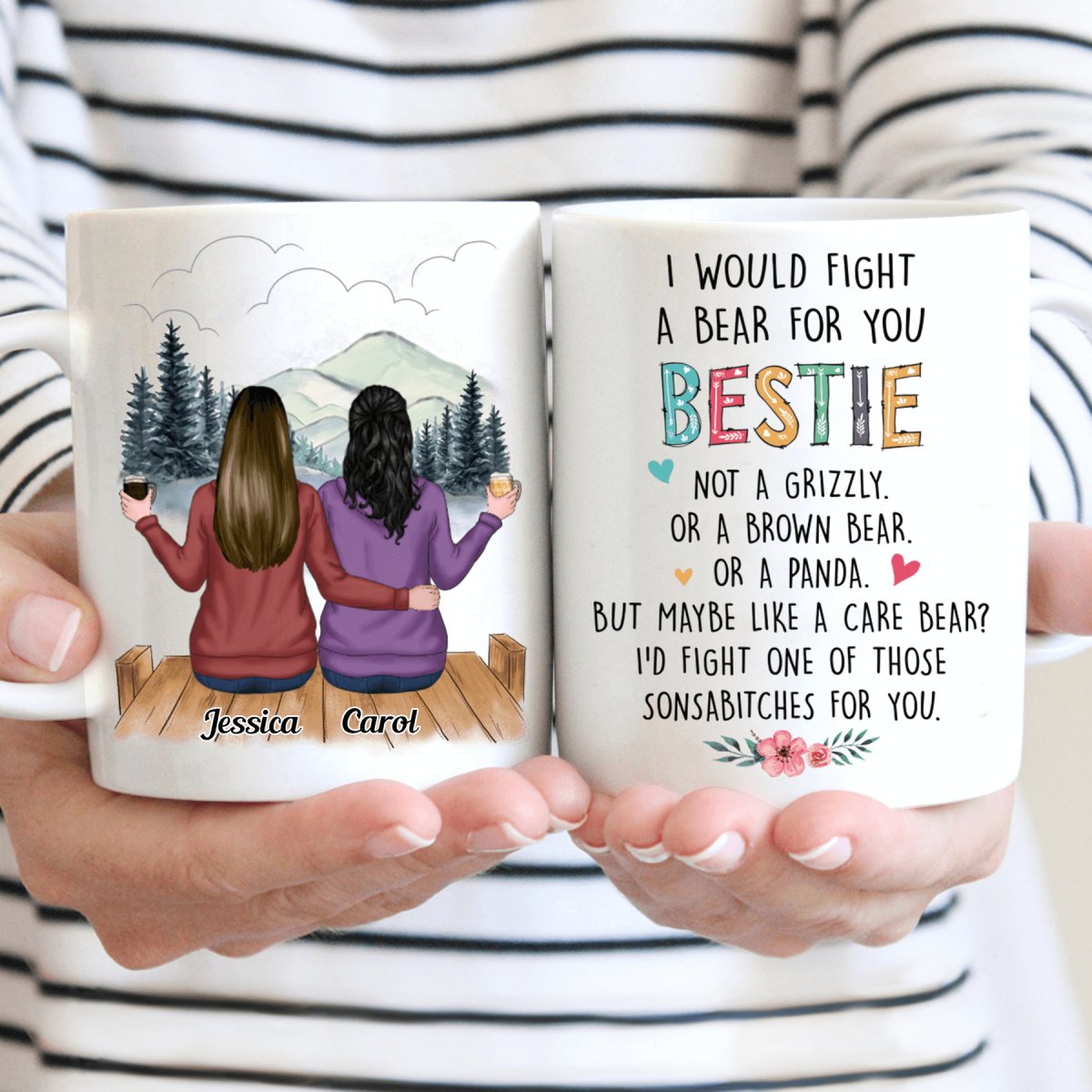 I Would Fight A Bear For You Besties V2 - Personalized Mug - Makezbright Gifts