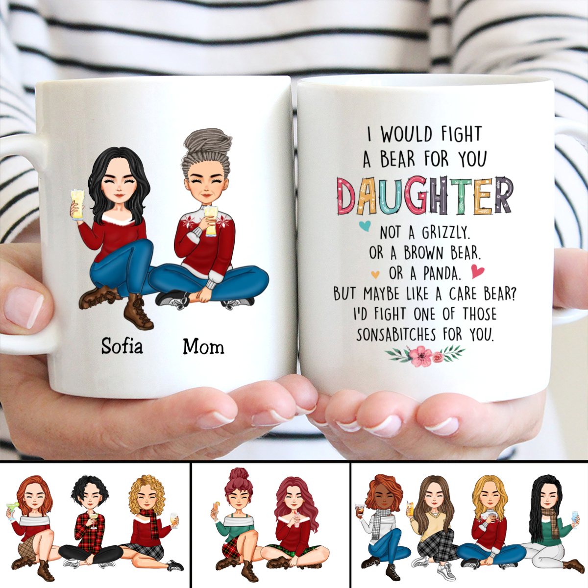 I Would Fight A Bear For You Daughter - Personalized Mug (HA) - Makezbright Gifts