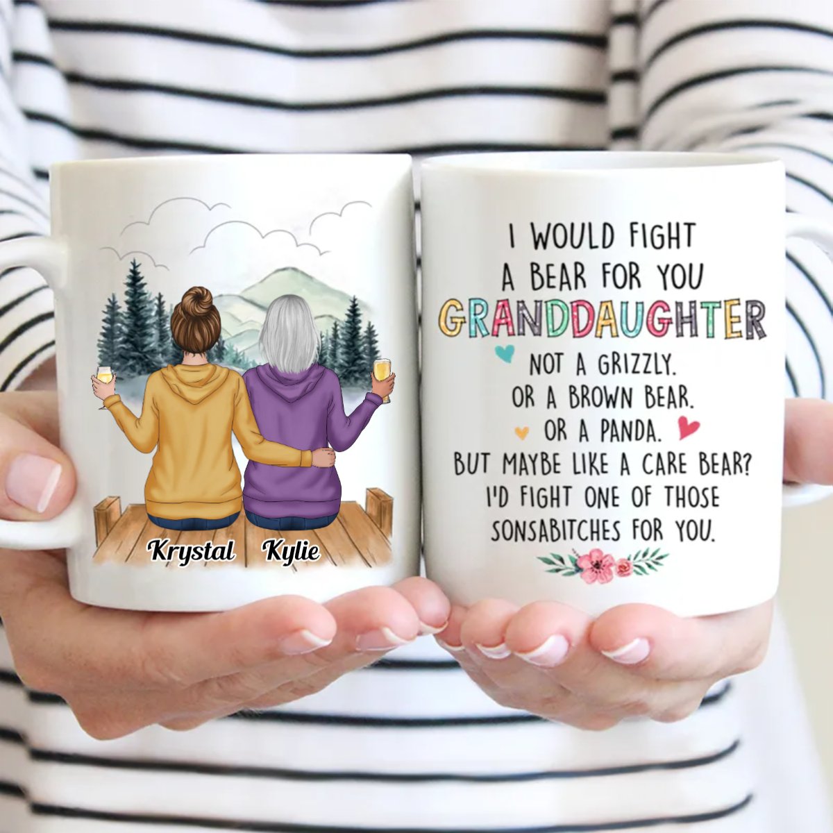 I Would Fight A Bear For You Granddaughter - Personalized Mug - Makezbright Gifts