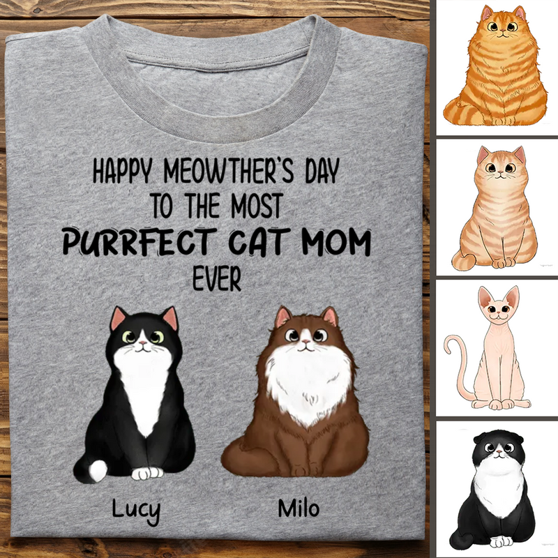 Cat Lovers - Purrfect Cat Mom - Personalized T-shirt (LL)