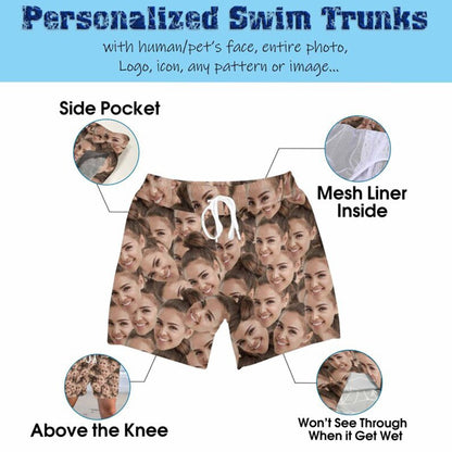 Hawaii - Custom Face Swim Trunks - Personalized Short