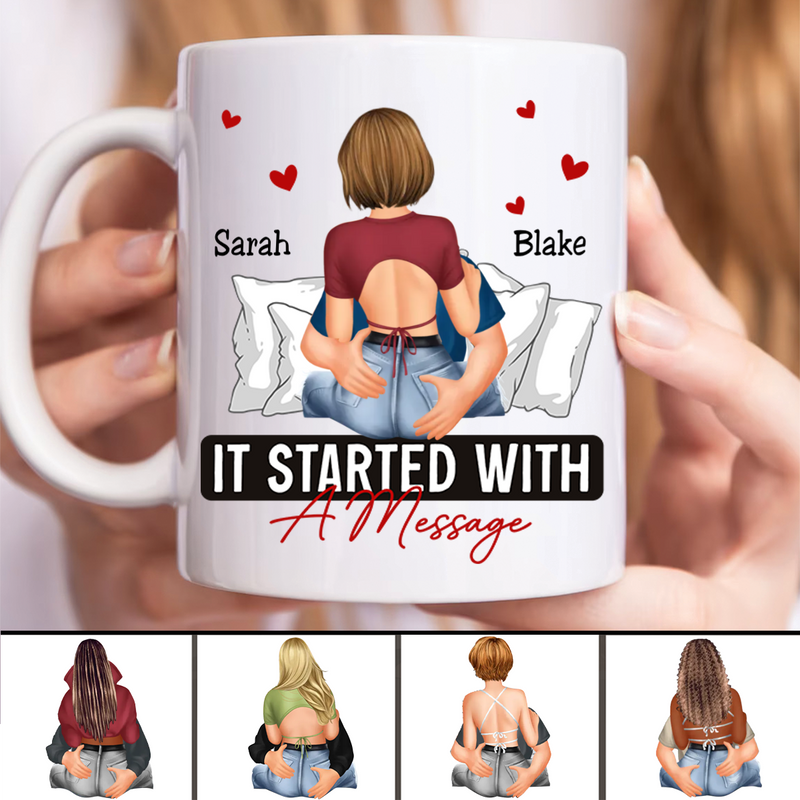 Couple - It Started With A Message Romantic Couples - Personalized Mug (II)