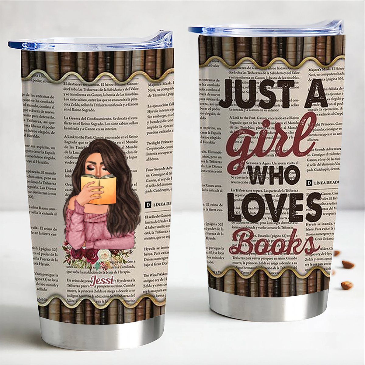 Just A Girl Who Loves Books - Personalized Tumbler - Birthday Gift For Book Lovers - Book Girl - Makezbright Gifts