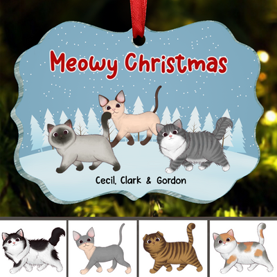Cat Lovers - Meowy Christmas - Personalized Acrylic Ornament