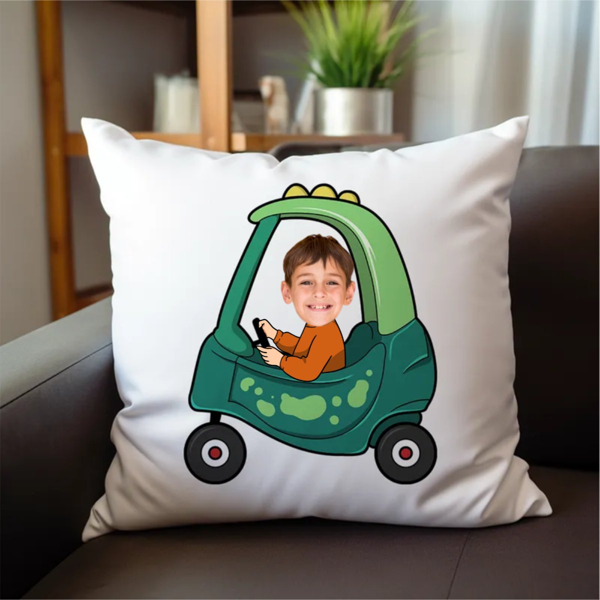 Kid - Baby In Car - Personalized Photo Custom Shaped Pillow(NV) - Makezbright Gifts