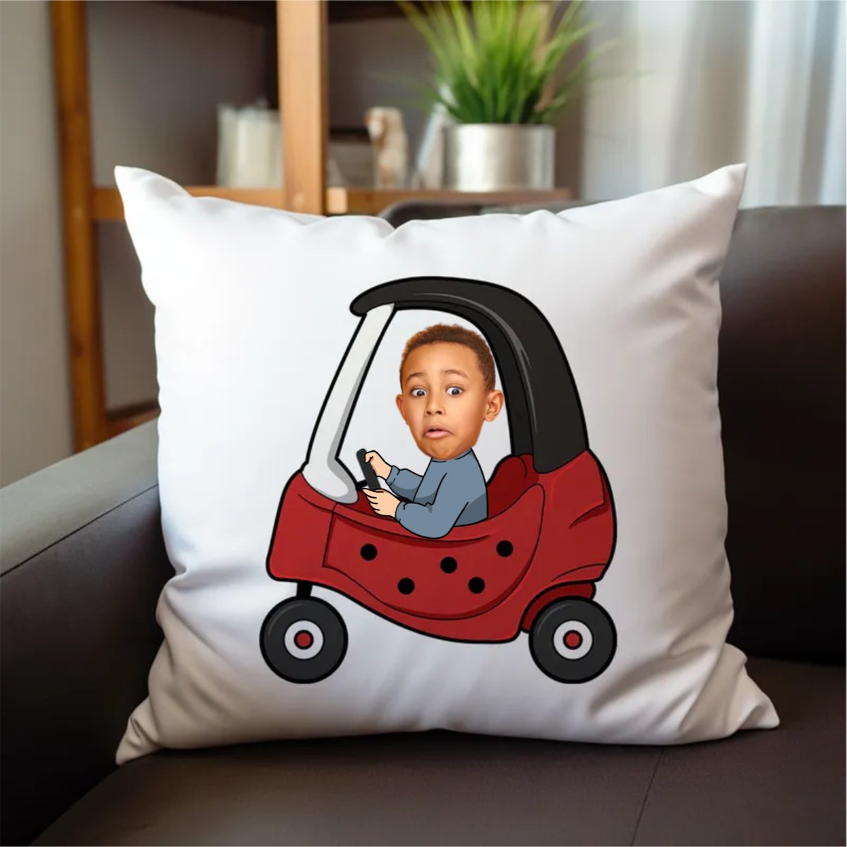 Kid - Baby In Car - Personalized Photo Custom Shaped Pillow(NV) - Makezbright Gifts