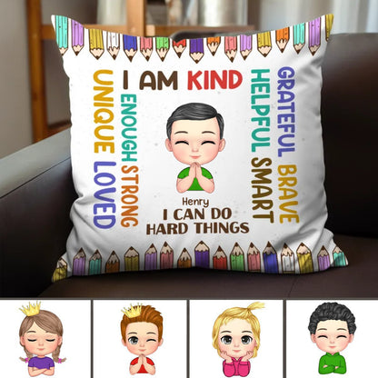 Kids - I Am Kind I Am Smart - Personalized Pillow - Makezbright Gifts