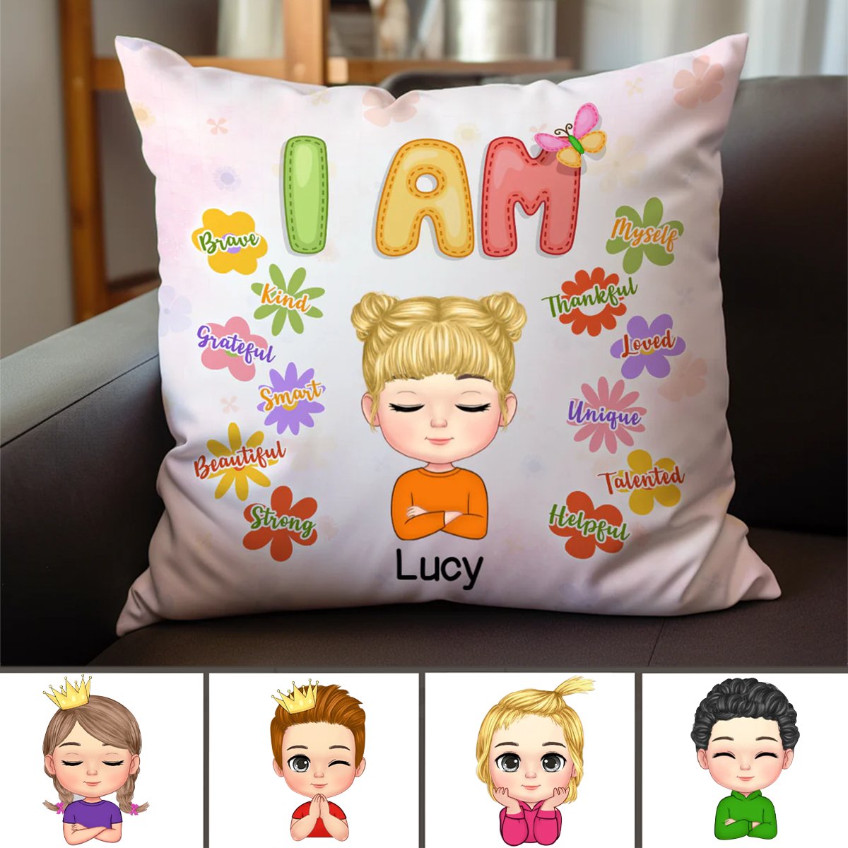 Kids - I Am Kind - Personalized Pillow (LH) - Makezbright Gifts