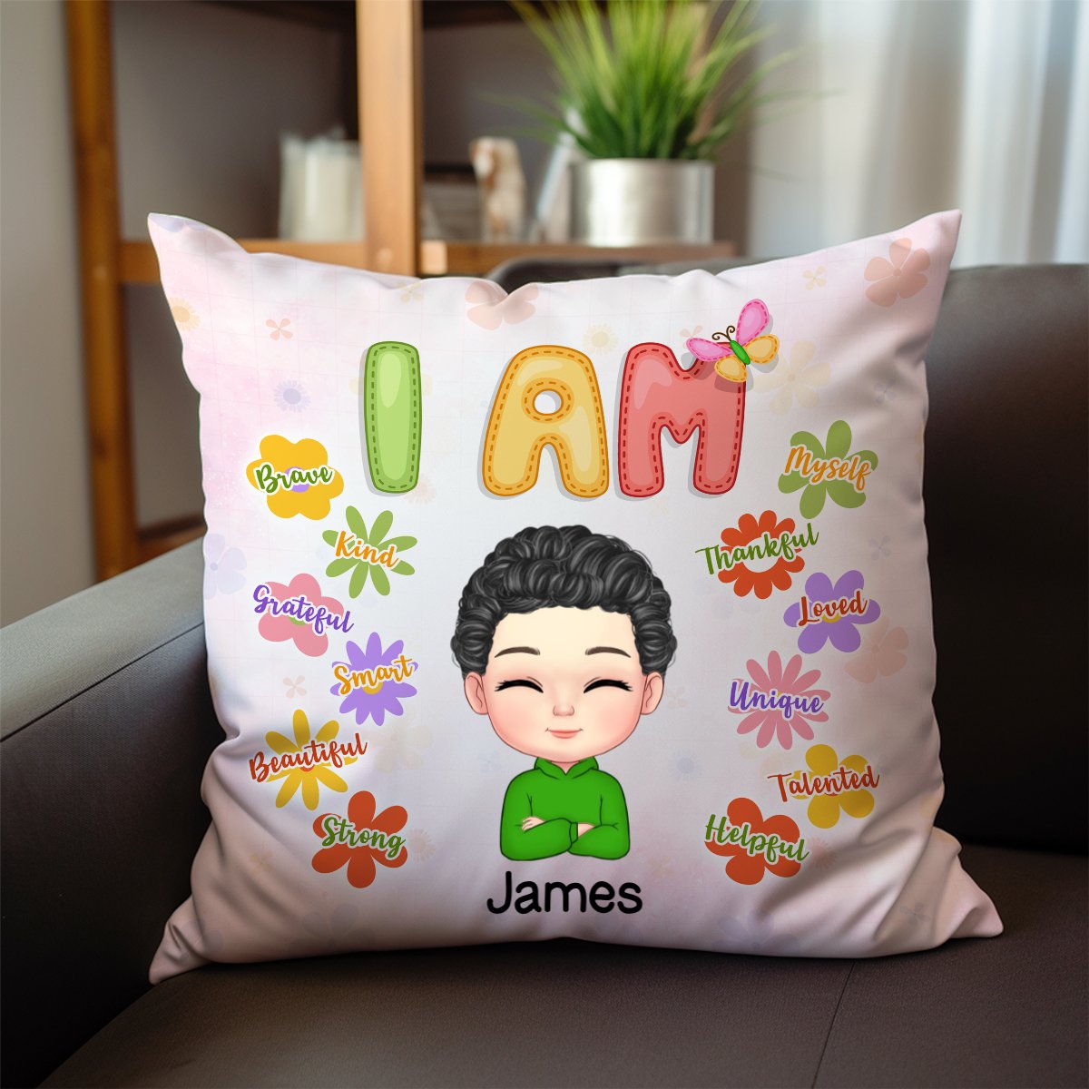 Kids - I Am Kind - Personalized Pillow (LH) - Makezbright Gifts