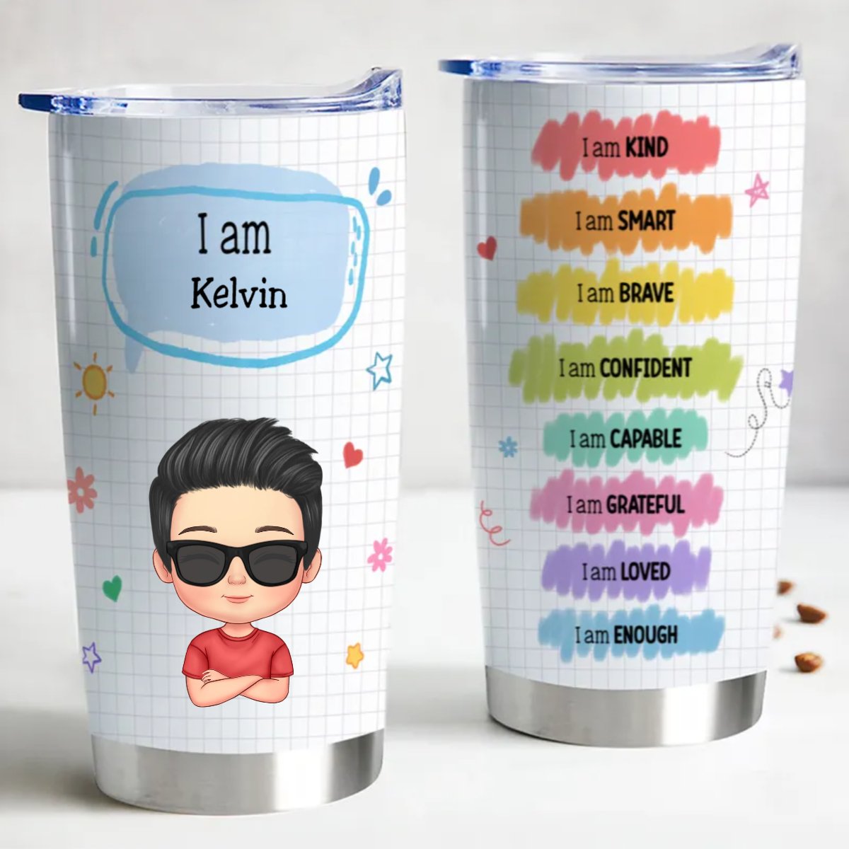 Kindness and Intelligence on the Go - Customized 20oz Steel Tumbler - Makezbright Gifts