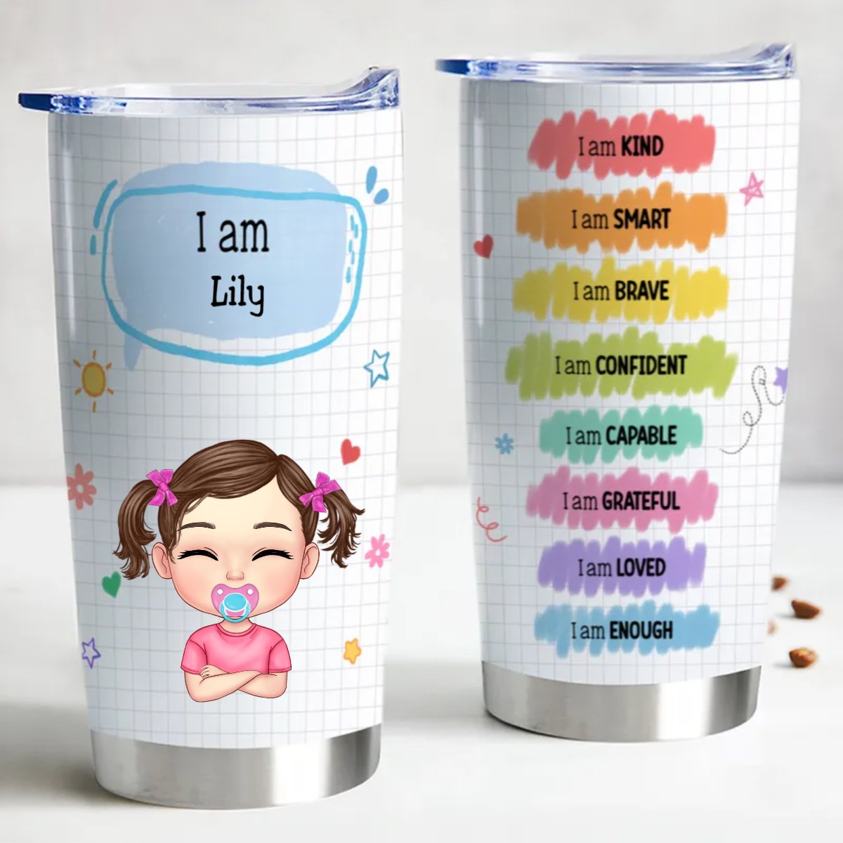 Kindness and Intelligence on the Go - Customized 20oz Steel Tumbler - Makezbright Gifts