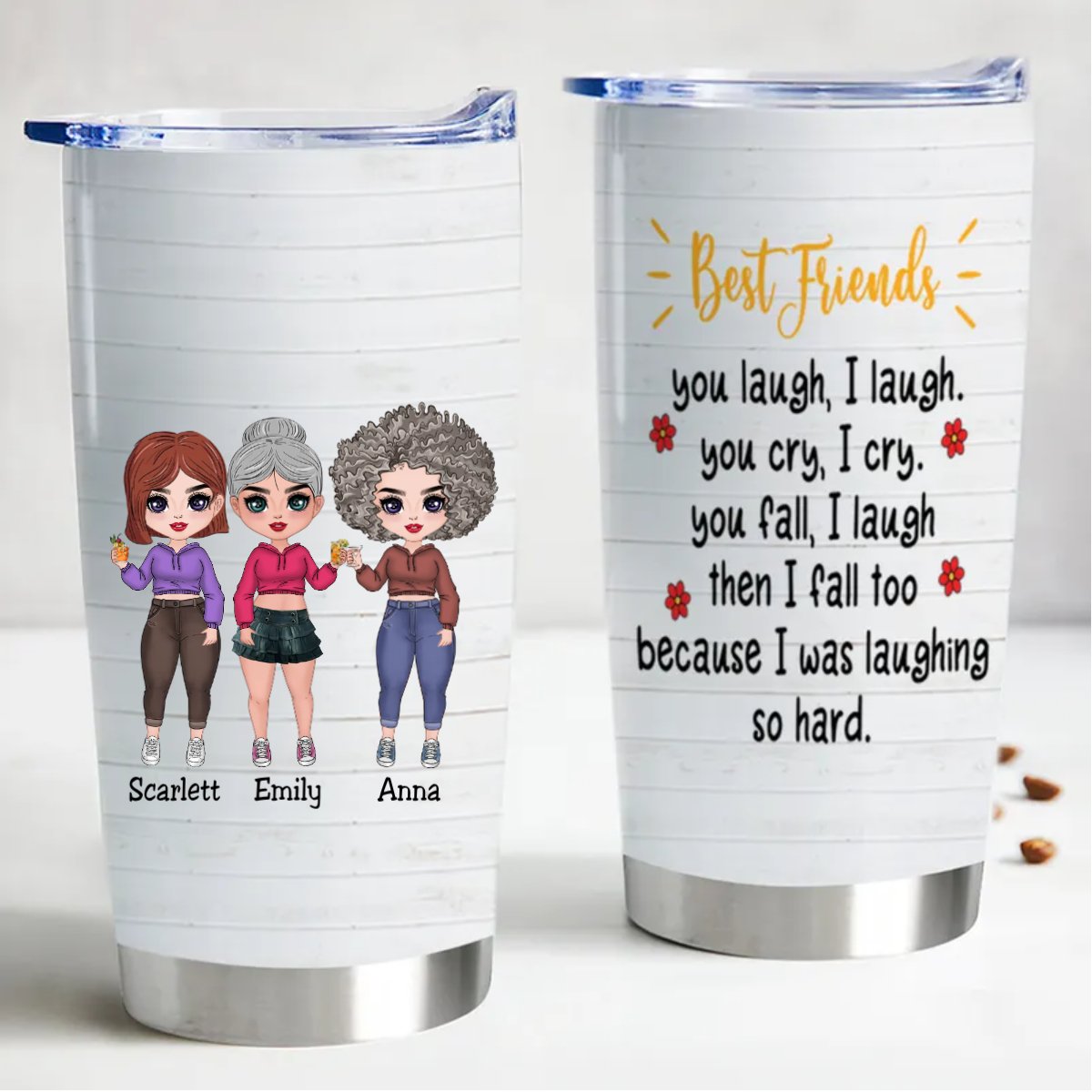 Laugh Together Insulated Tumbler - Personalized Stainless Steel Cup - Makezbright Gifts