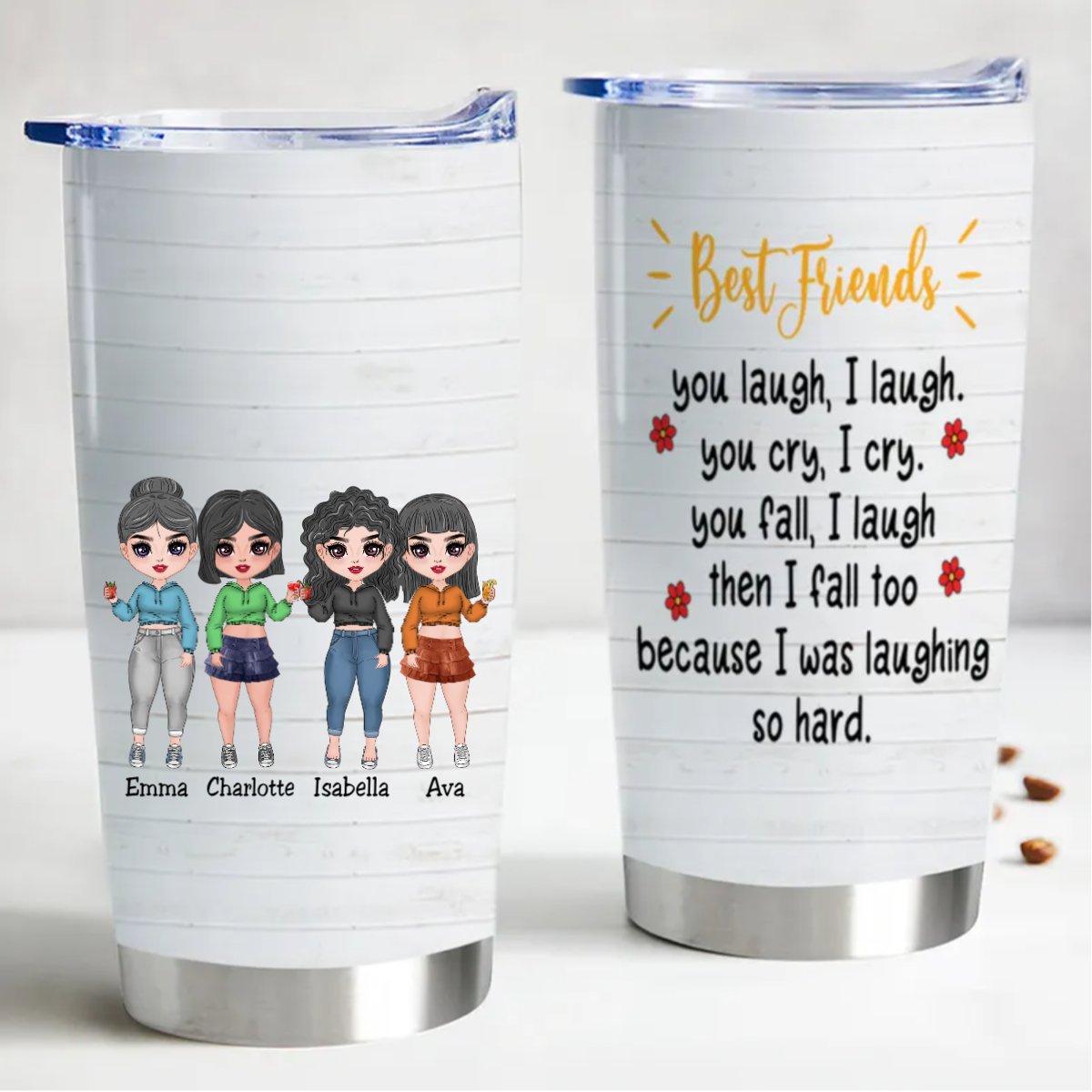 Laugh Together Insulated Tumbler - Personalized Stainless Steel Cup - Makezbright Gifts