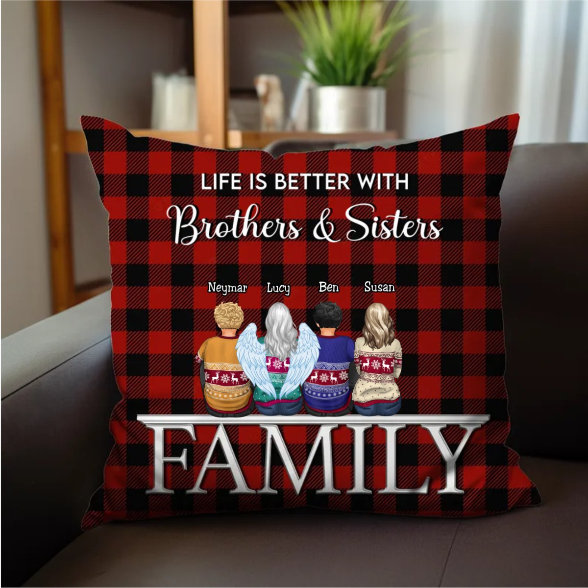 Life Is Better With Brothers & Sisters - Personalized Pillow - Makezbright Gifts