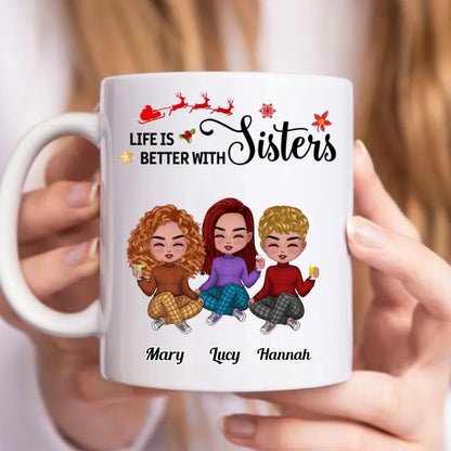 Life Is Better With Sisters - Personalized Mug - Makezbright Gifts