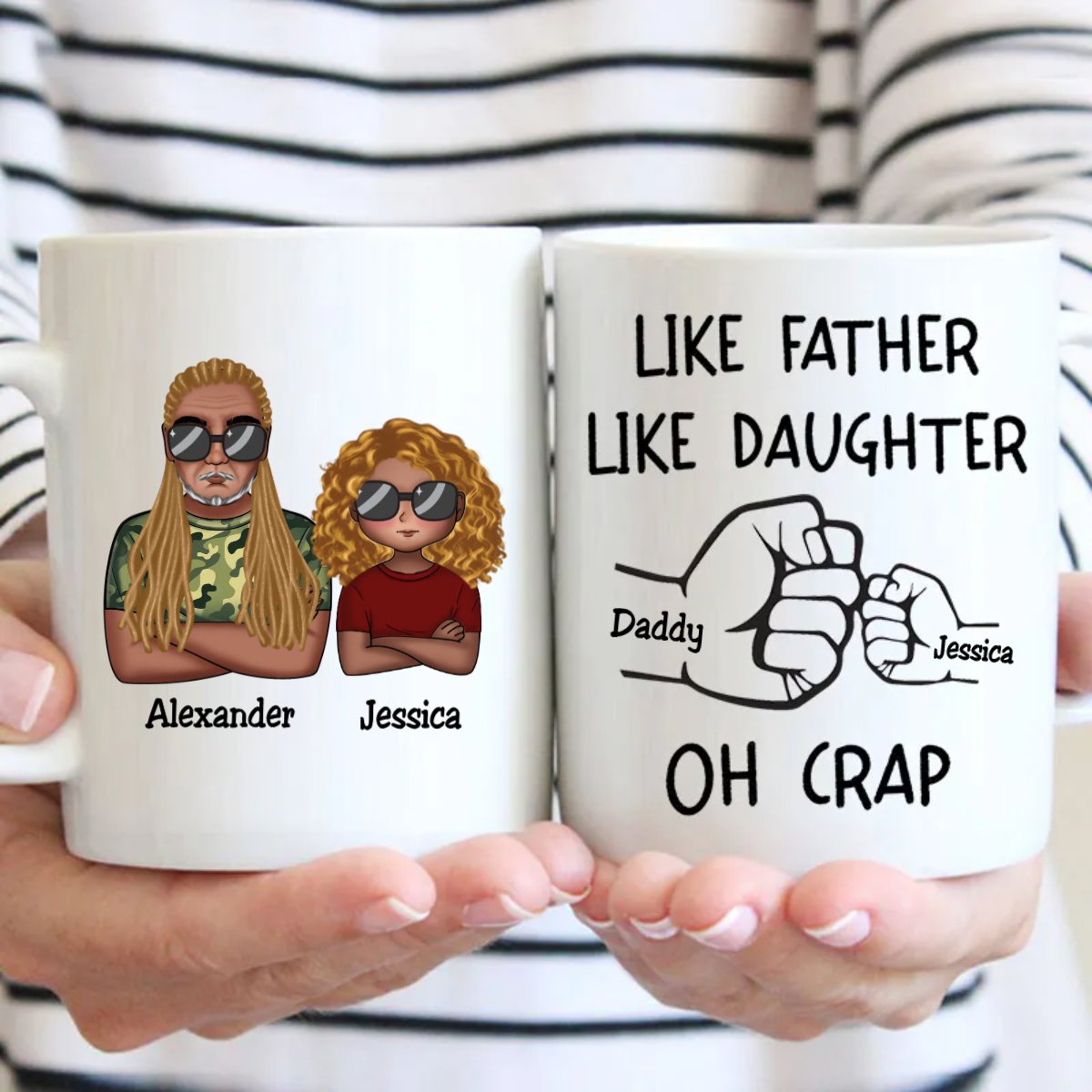 Like Father Like Daughter Fist Bump Handshake - Personalized Mug (TT) - Makezbright Gifts