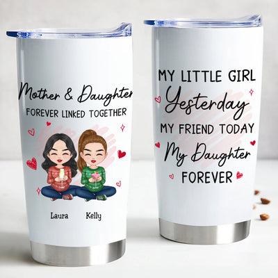 Linked Hearts Mother - Daughter Personalized Tumbler - 20oz - Makezbright Gifts