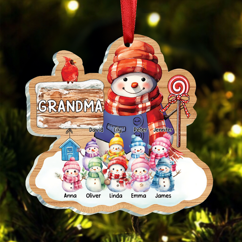 Family -Christmas Snowman Grandma Nana Mom - Personalized Acrylic Ornament