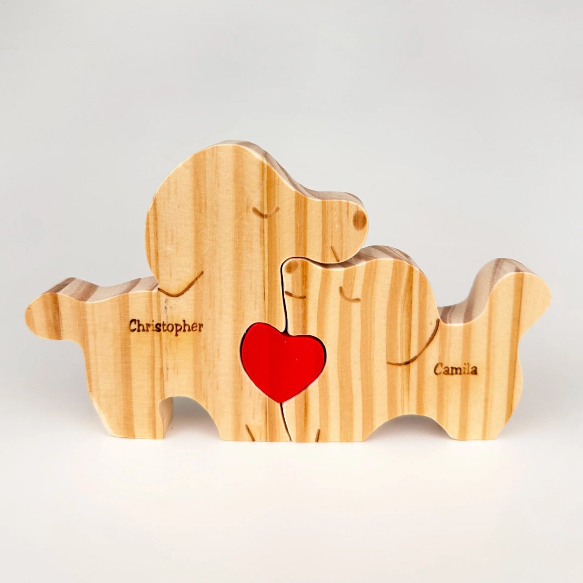 MakeZBright Wooden Couple Dogs - Makezbright Gifts