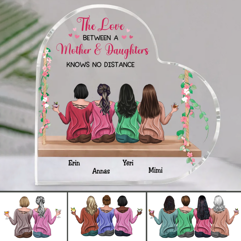 Family - The Love Between A Mother & Daughters Knows No Distance - Personalized Acrylic Plaque