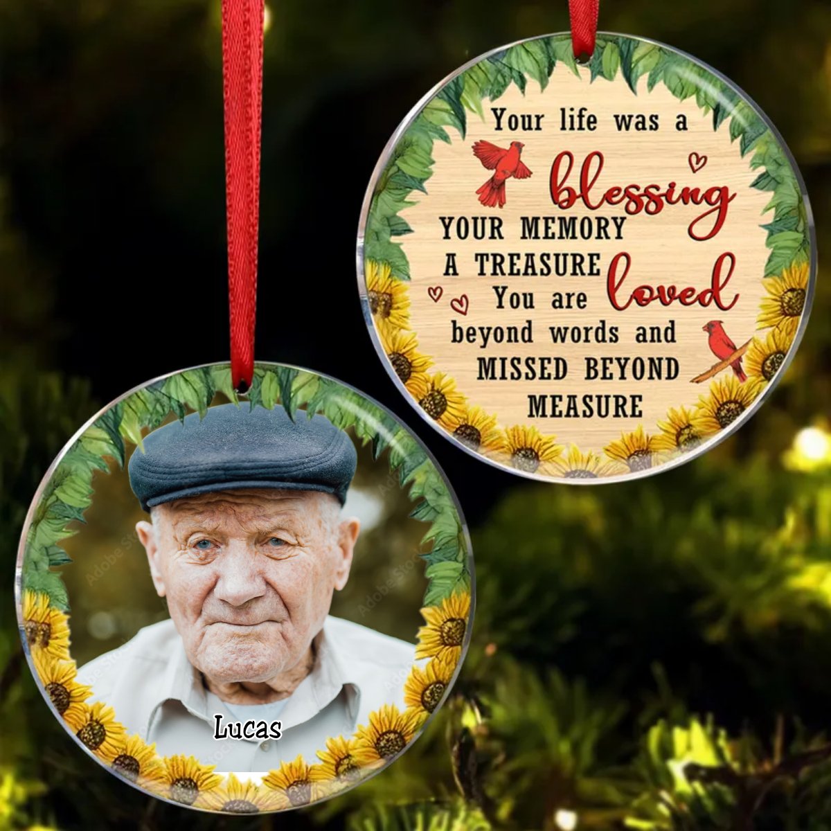 Memorial Gift - A Treasure Memory - Personalized Ceramic Circle Ornament - Makezbright Gifts