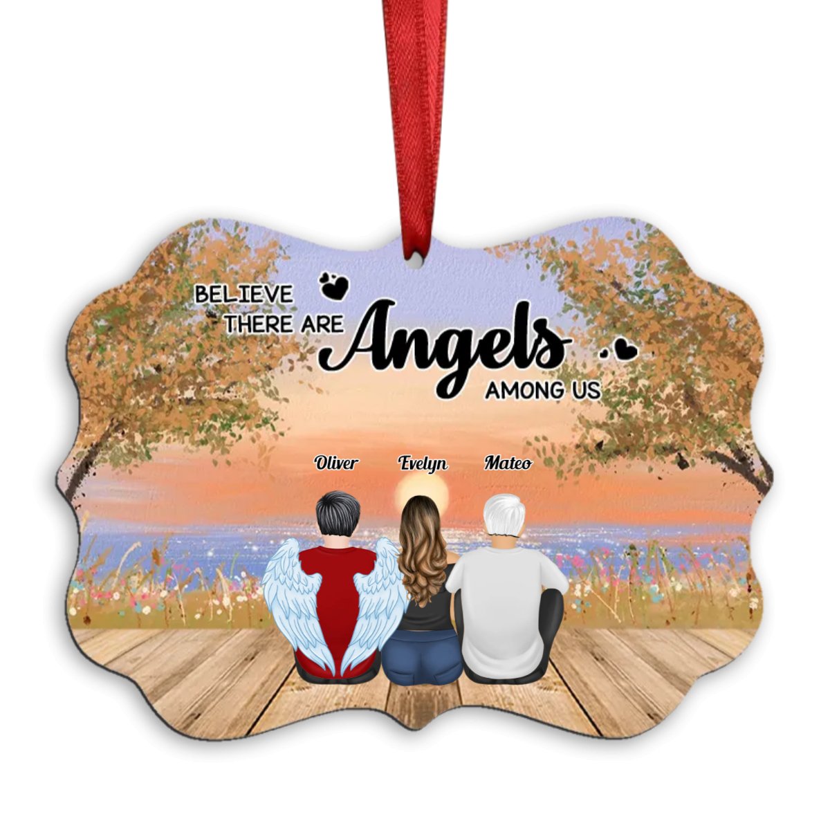 Memorial Gift - Believe There Are Angels Among Us - Personalized Ornament - Makezbright Gifts