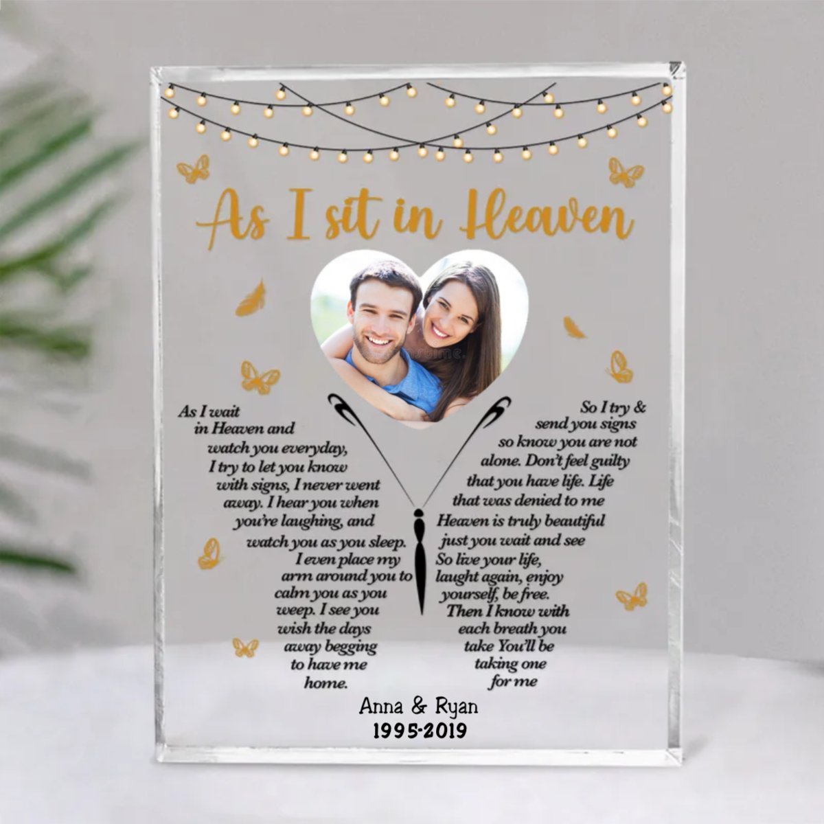 Memorial - Upload Image As I Sit In Heaven - Personalized Acrylic Plaque - Makezbright Gifts