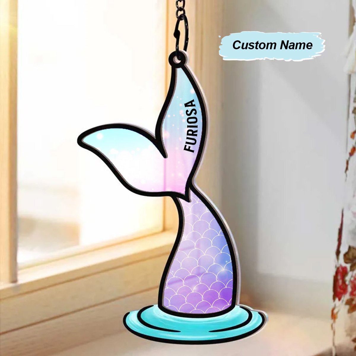 Mermaid Salty Lil' Beach - Personalized Window Hanging Suncatcher Ornament - Makezbright Gifts