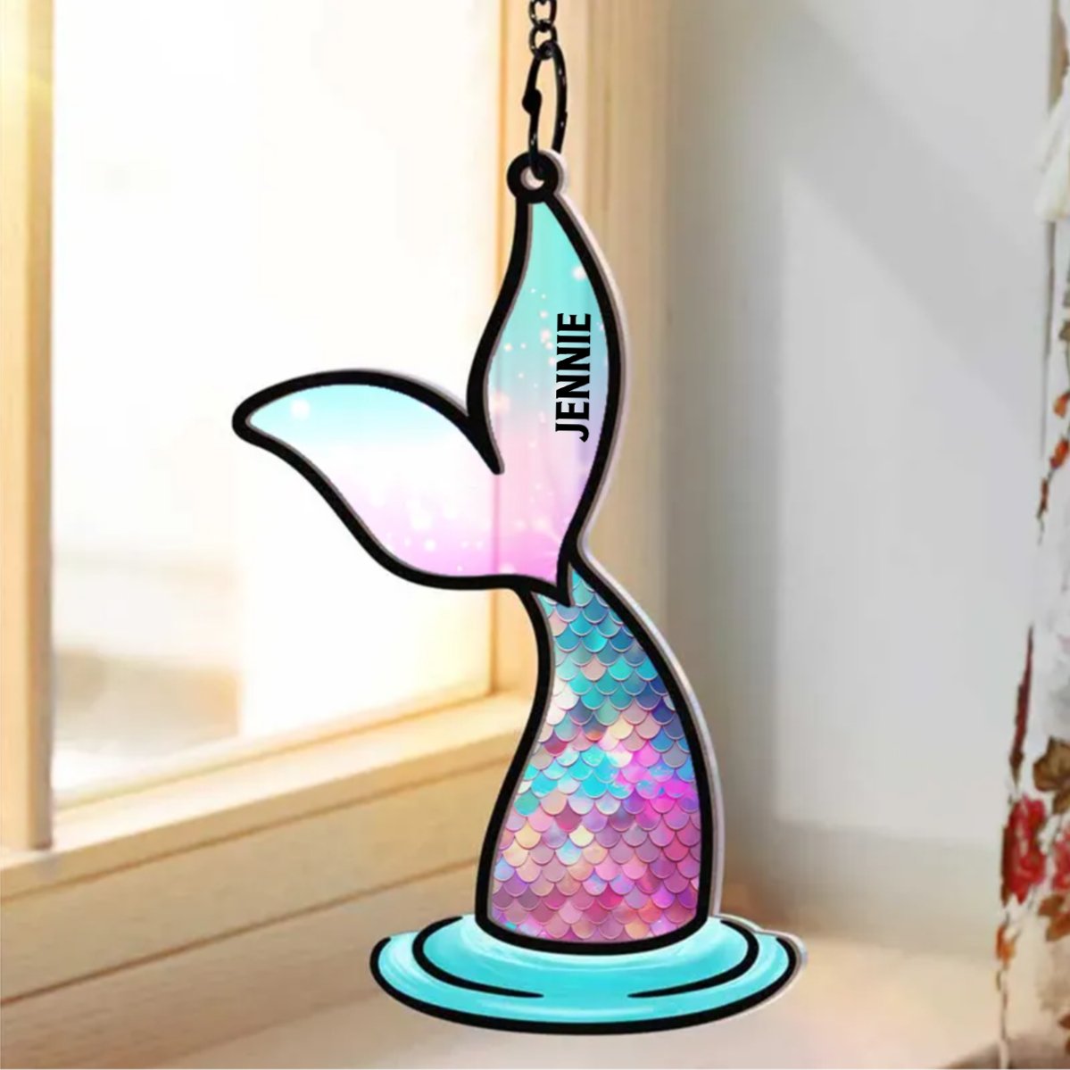 Mermaid Salty Lil' Beach - Personalized Window Hanging Suncatcher Ornament - Makezbright Gifts