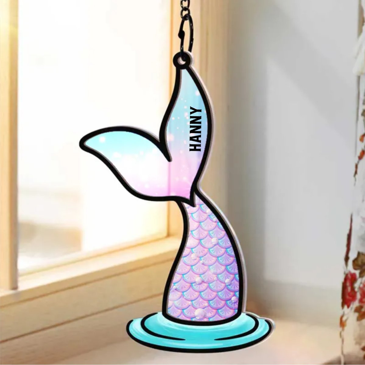 Mermaid Salty Lil' Beach - Personalized Window Hanging Suncatcher Ornament - Makezbright Gifts