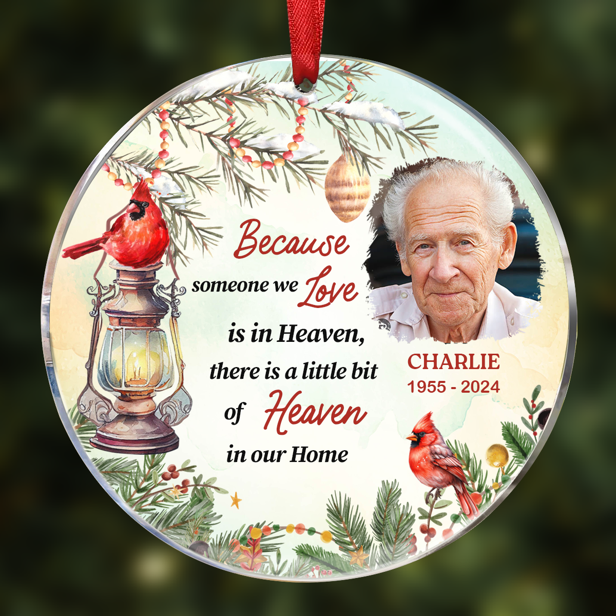 Custom Photo Memorial Someone We Love Is In Heaven - Personalized Circle Acrylic Ornament