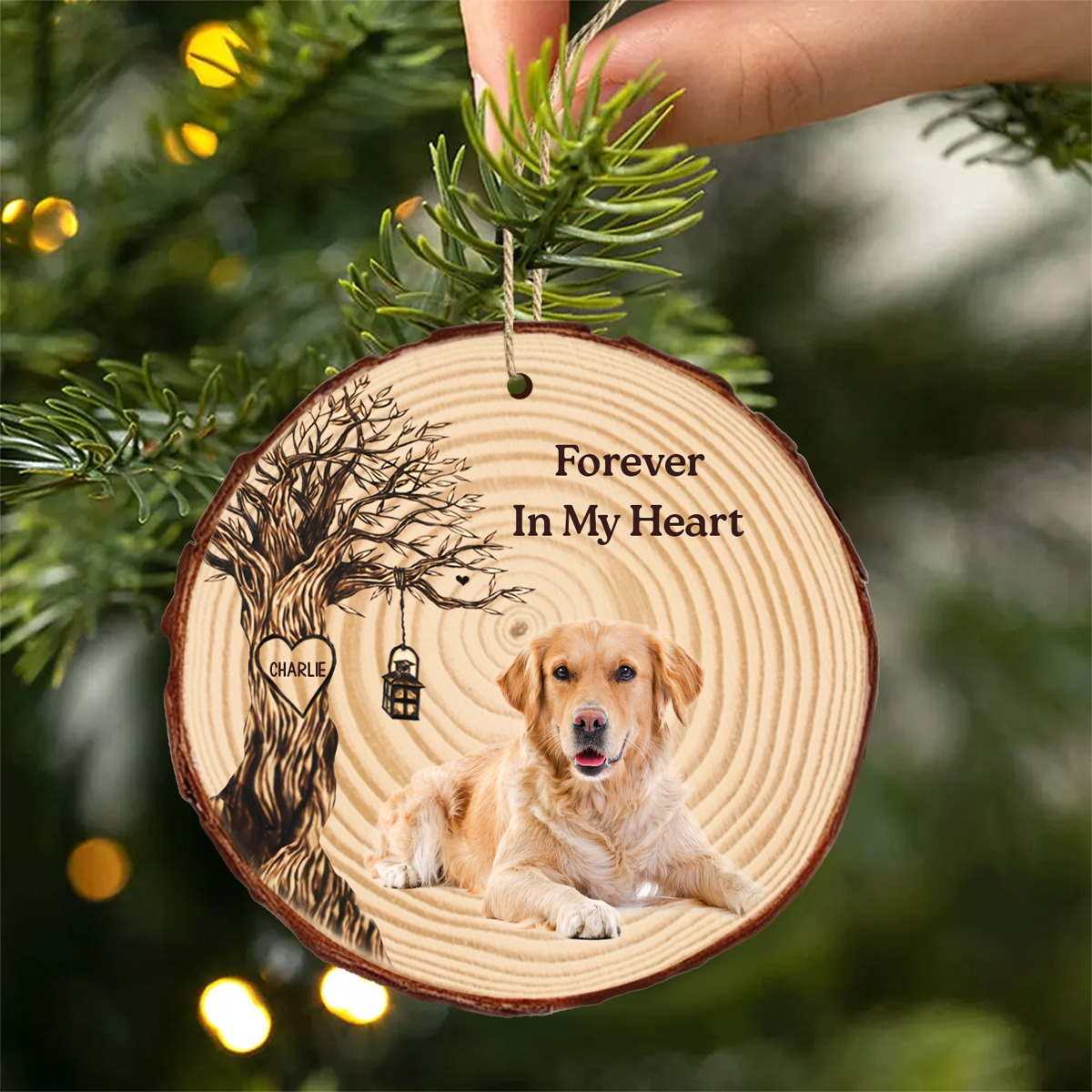 Custom Photo Forever In My Heart - Personalized Wood Slice Ornament