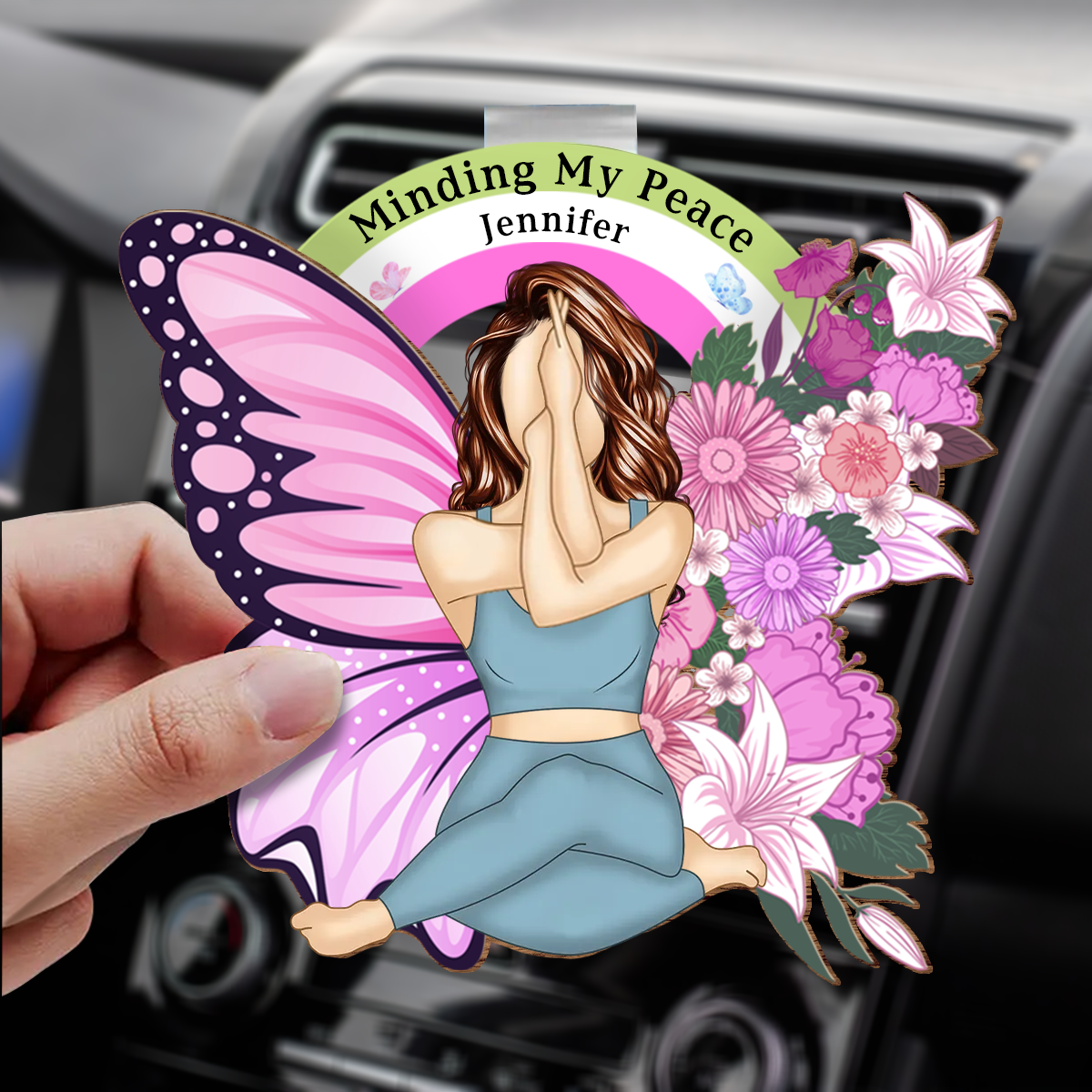 Minding My Peace - Personalized Custom Shaped Car Visor Clip