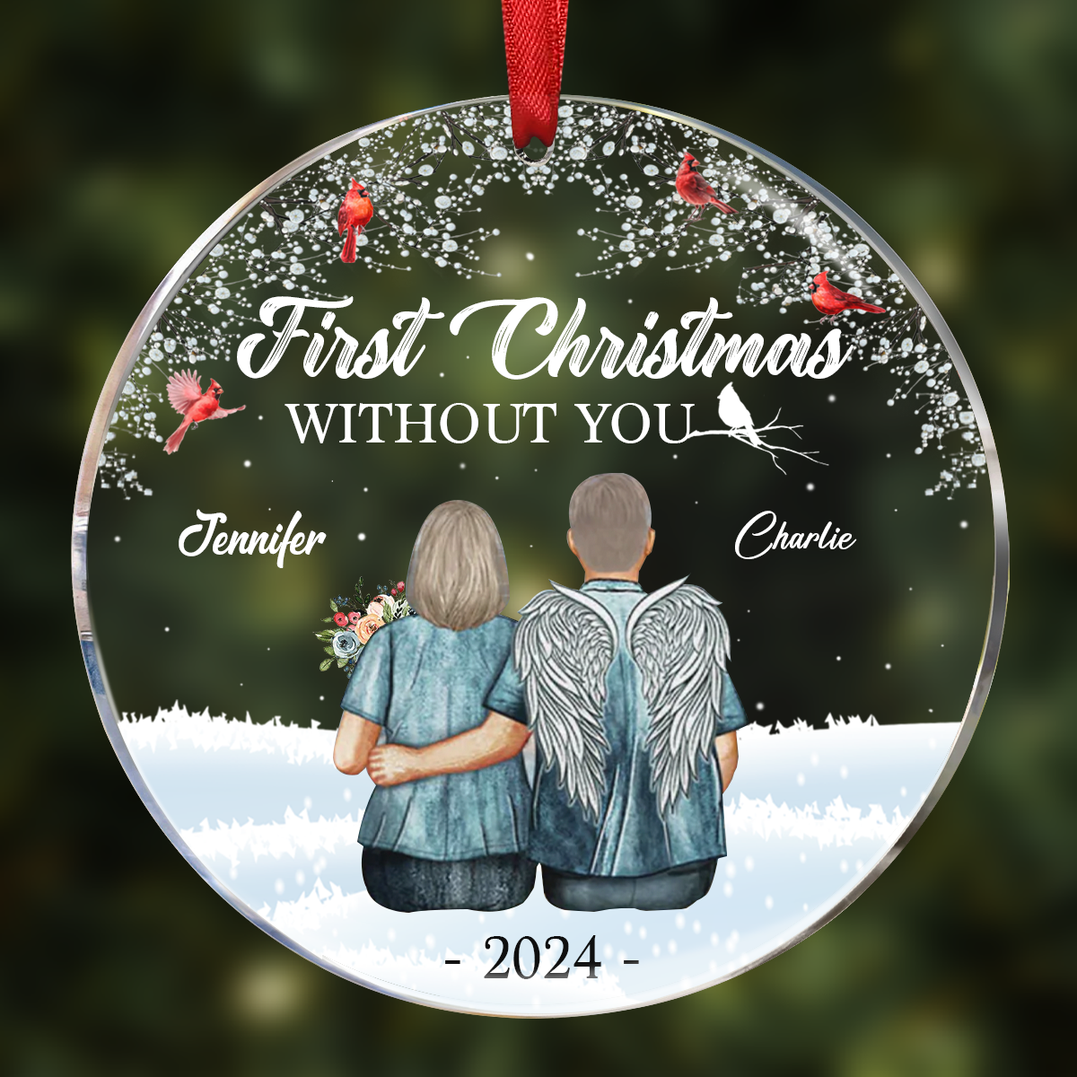 Memorial First Christmas Without You - Personalized Circle Acrylic Ornament