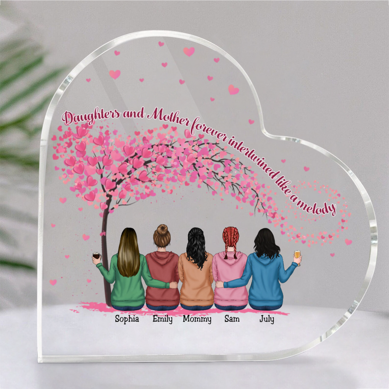 Family - Daughters And Mother, Forever Intertwined Like A Melody - Personalized Acrylic Plaque