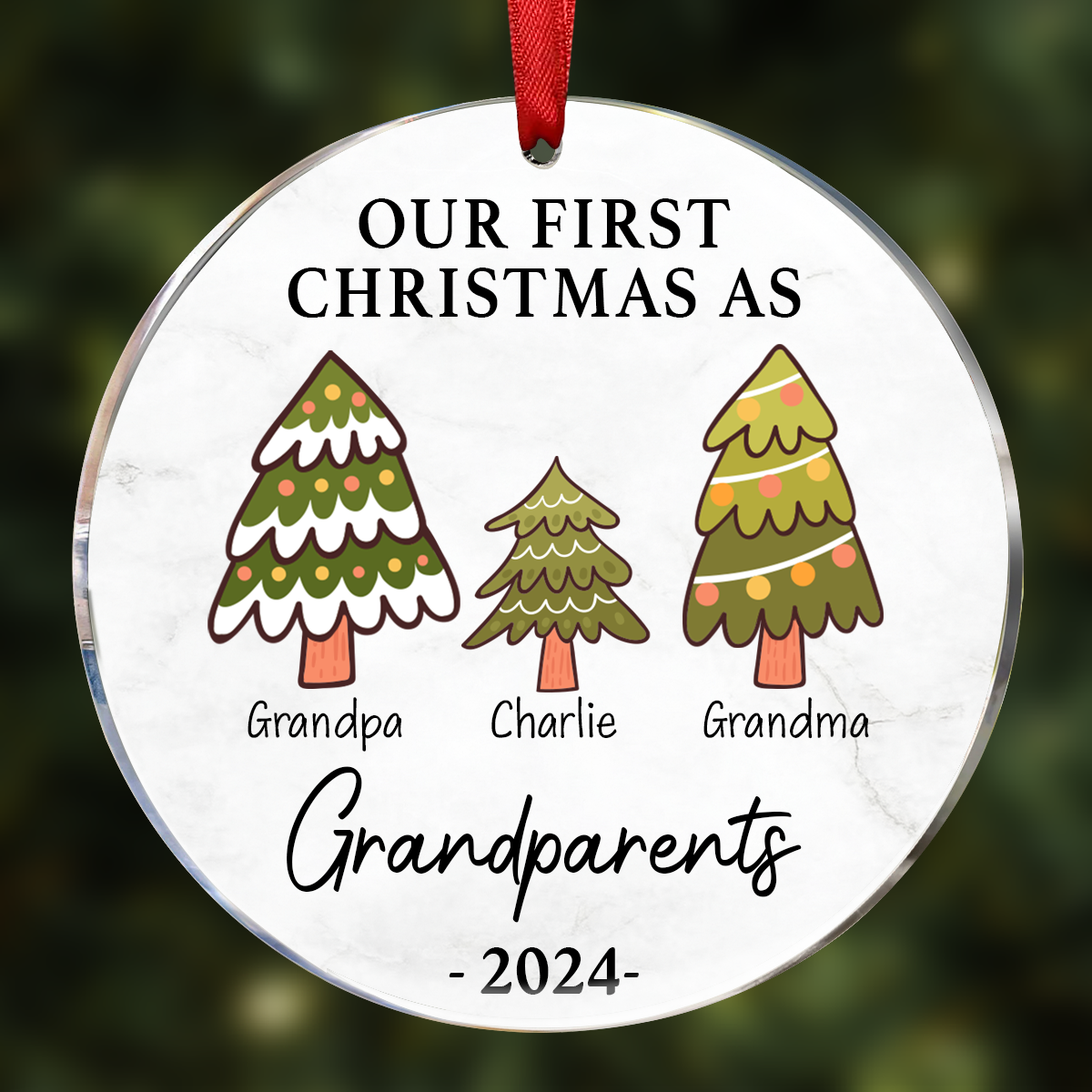 First Christmas As Grandparents - Personalized Circle Ceramic Ornament