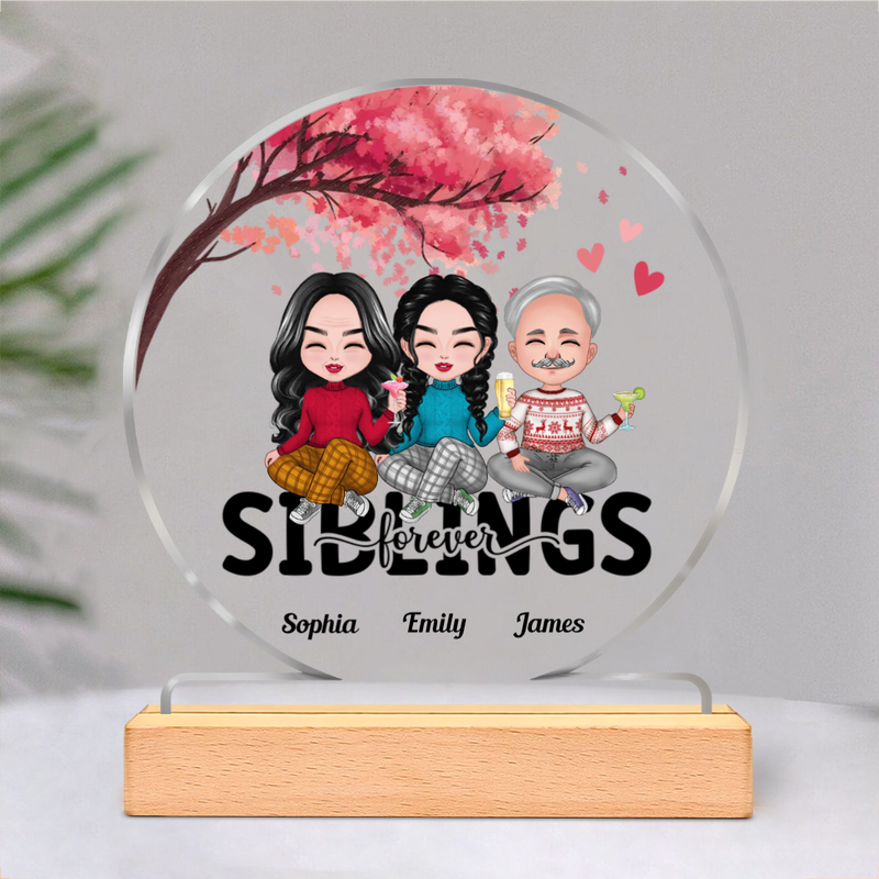 Family - Siblings Forever - Personalized Circle Acrylic Plaque