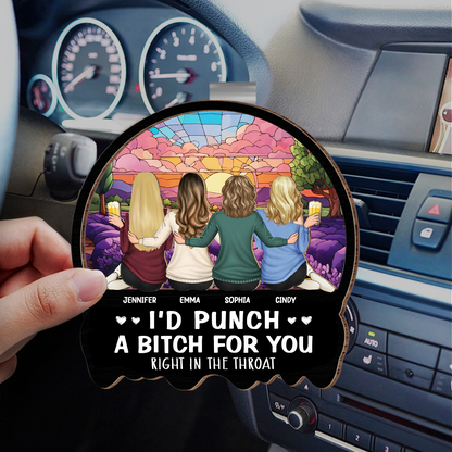 Right In The Throat Besties Sisters - Personalized Custom Shaped Car Visor Clip