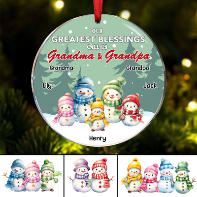 Family - Our Greatest Blessings Call Us Grandma And Grandpa - Personalized Circle Ornament (VT)