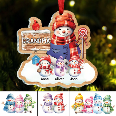 Family -Christmas Snowman Grandma Nana Mom - Personalized Acrylic Ornament