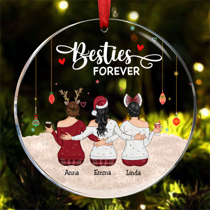 Besties - Besties Forever - Personalized Circle Ornament